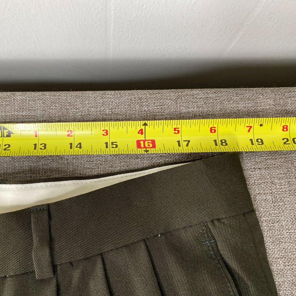 Paul Dione 100% Worsted Wool Pleated Dress Pants Men's 36 Mid Rise Green Office - Picture 10 of 16